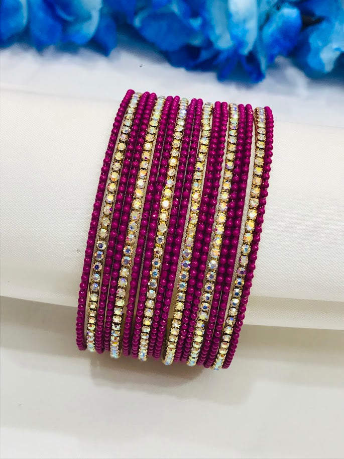 Pink Color Stone Design Metal Bangles Near Me