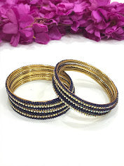 Exquisite Dark Blue Color Metal Bangles With White Stone In Near Me