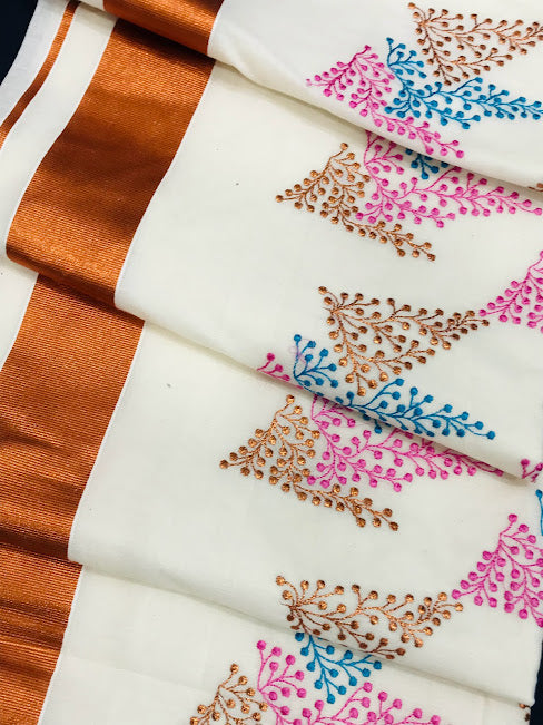Kerala Cotton Saree With Zari Border In Tucson