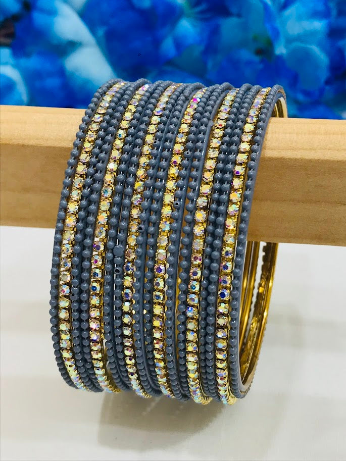 Gray Color Stone Design Metal Bangles In Chandler
