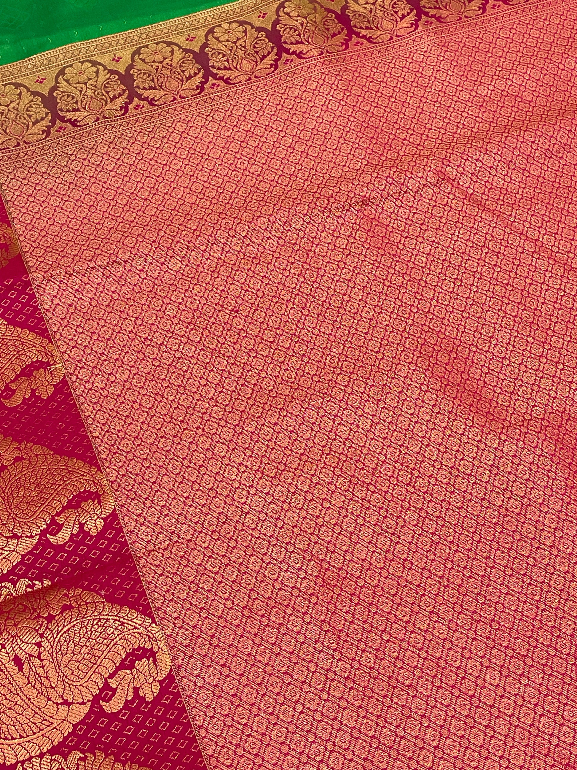 Green Color Soft Silk Saree With Contrast Pallu And Fancy Tassels In Chandler