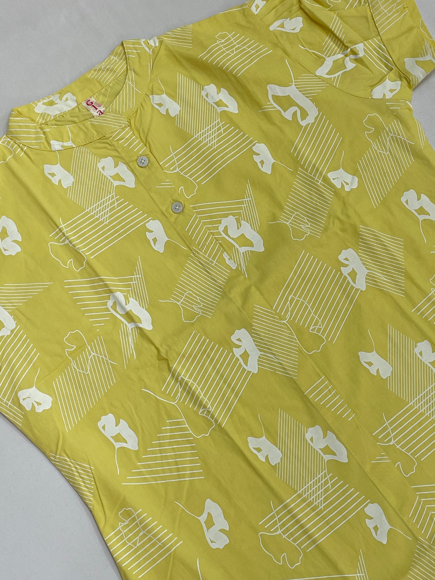 Yellow Color Cotton With Printed Work Kurti In Mesa