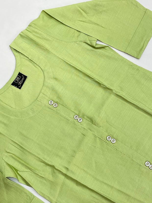 Appealing Green Color Cotton With Self Design Kurti In Chandler