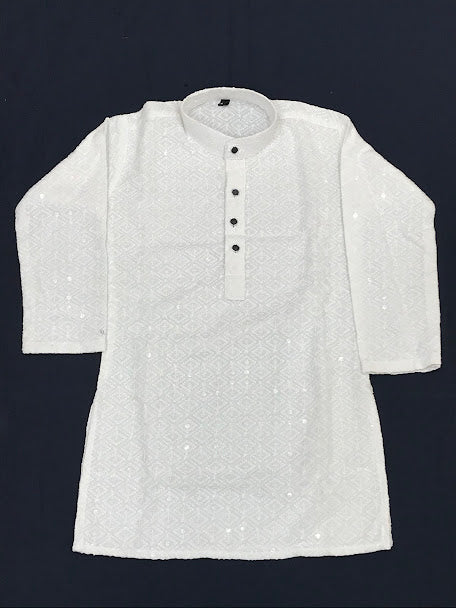 Embroidery Design Kurta For Kids In Skull Vally