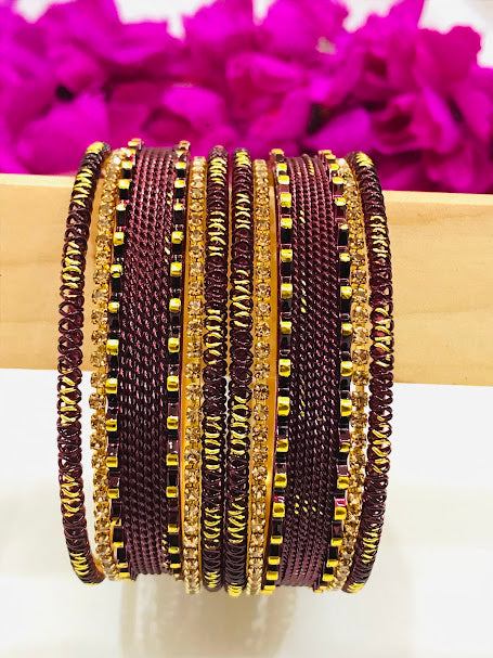Appealing Dark Purple Color Metal Bangles Set In USA