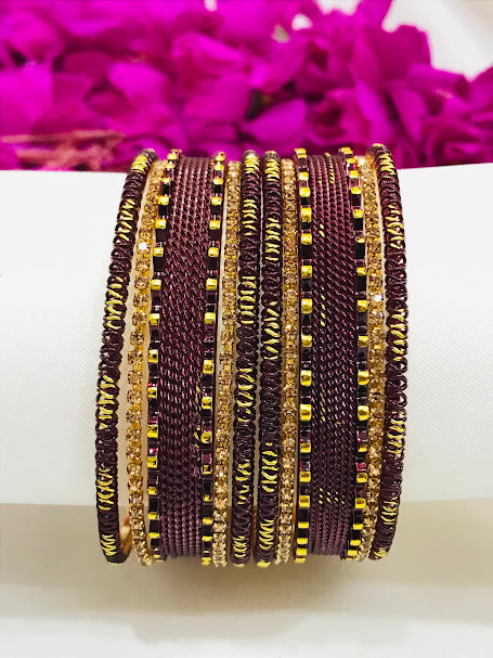 Dark Purple Color Metal Bangles Set For Women Near Me