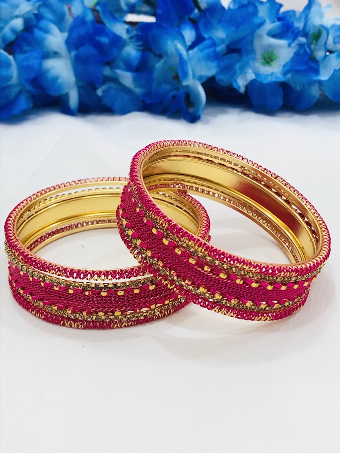 Dark Pink Color Design Metal Bangles Near Me