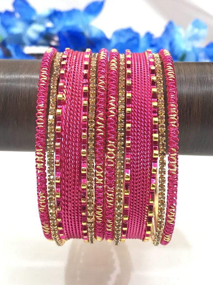 Attractive Dark Pink Color Design Metal Bangles In Suncity