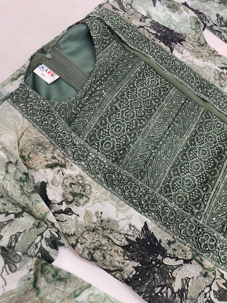 Olive Green Color Palazzo Suits In Chandler
