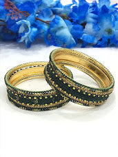 Gorgeous Green Color Gold Plated Metal Bangles Set For Women Near Me