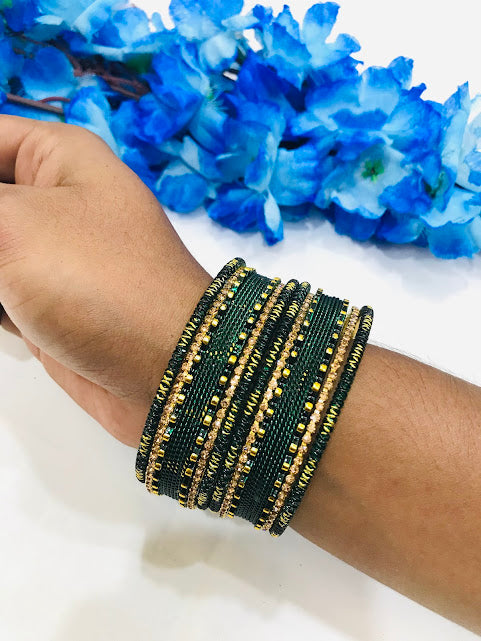 Gorgeous Green Color Gold Plated Metal Bangles Kingsman
