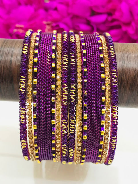 Purple Color Gold Plated Bangles In USA