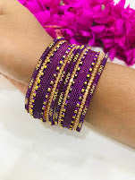 Appealing Purple Color Gold Plated Bangles With Stone In Tempe