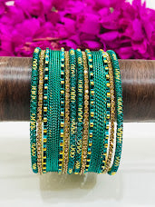Attractive Teal Green Color Metal Bangles Set  In USA