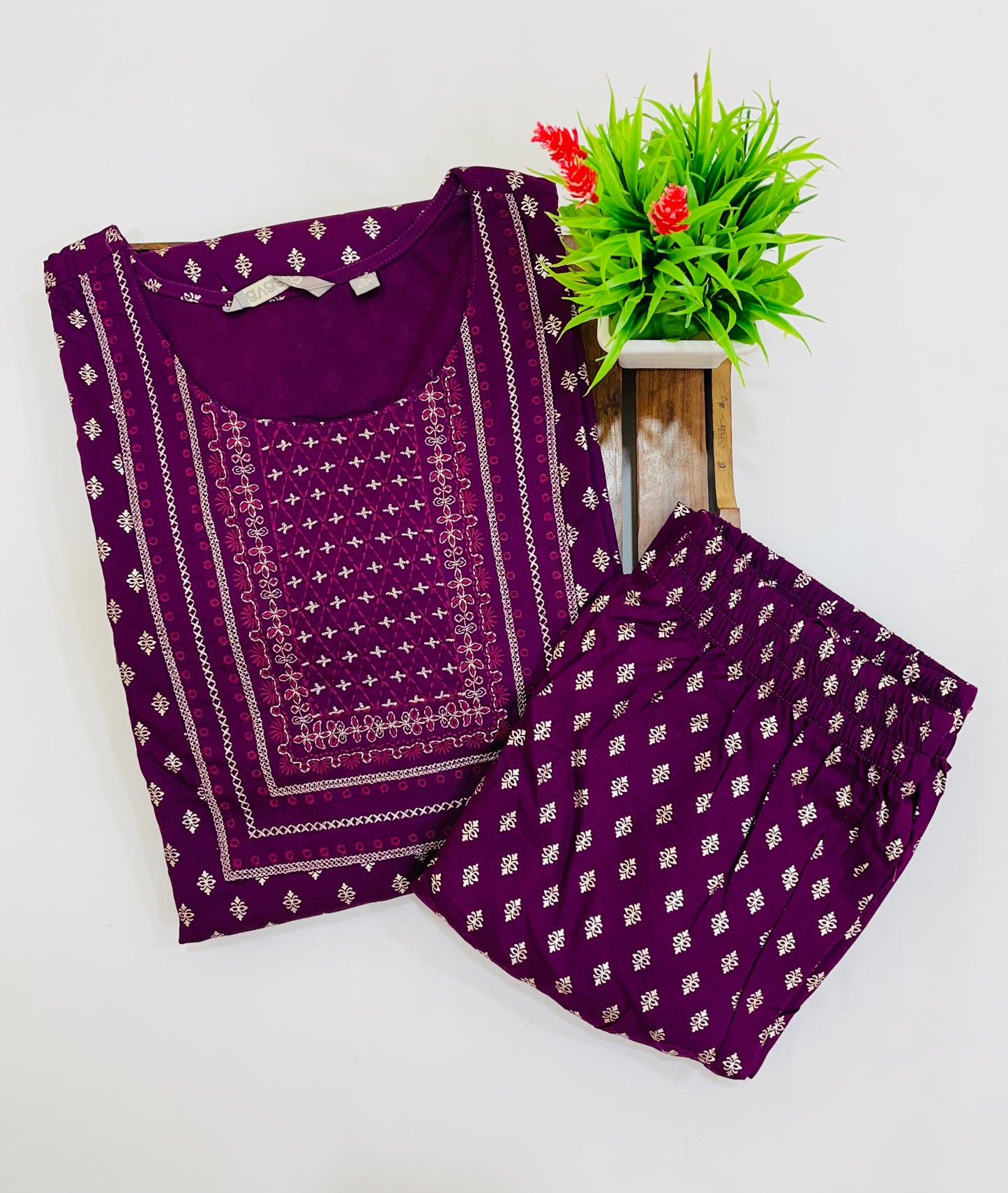 Attractive Purple Color Cotton Kurti Suits In Suncity