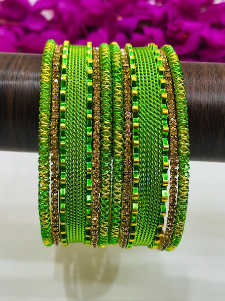Green Color Metal Bangles Set In Tempe