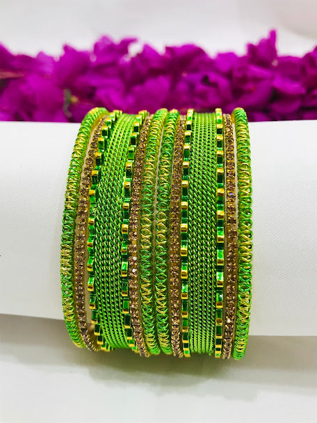 Impressive Green Color Metal Bangles Set For Women Near Me