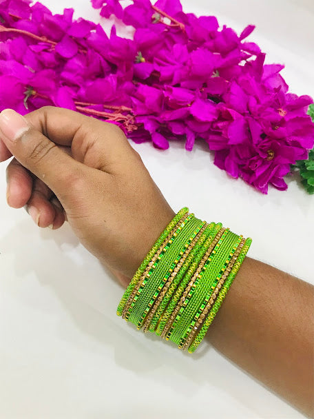 Green Color Metal Bangles Set For Women In USA