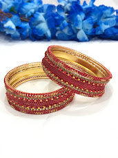 Delightful Traditional Red Color Metal Bangles Near Me