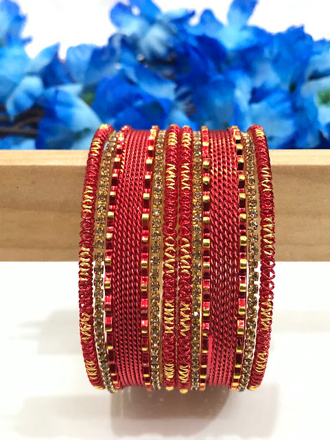 Delightful Traditional Red Color Metal Bangles In USA