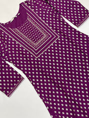 Attractive Purple Color Cotton Kurti Suits In Mesa