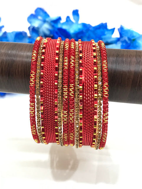 Women's Traditional Red Color Metal Bangles In Mesa
