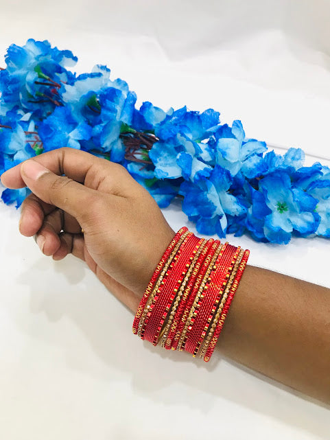 Red Color Metal Bangles In Happy Jack