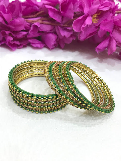 Charming Green Color Designed Style Bangles With Glitters Near me