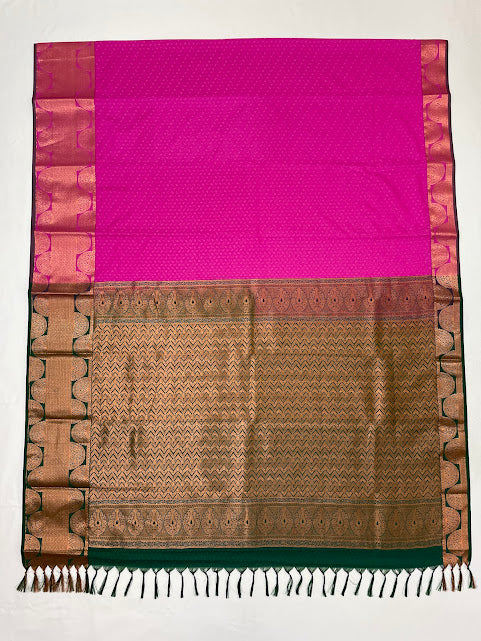 Pretty Pink Color Soft Silk Saree With Leaf And Wave Design Zari Work In USA