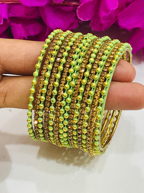 Elegant Light Green Color Metal Bangles For Girls Near Me