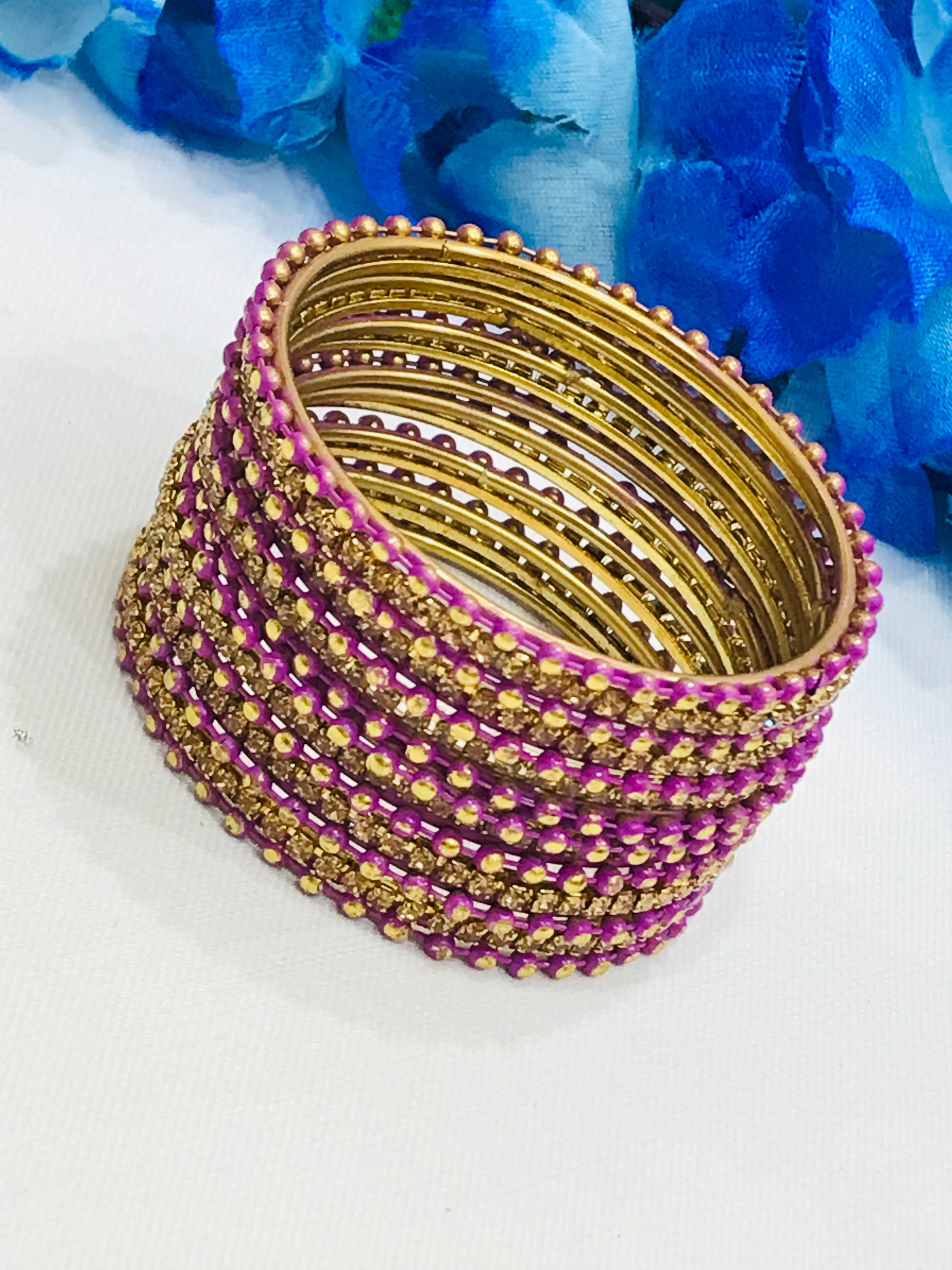 Purple Color Metal Bangles Set In USA