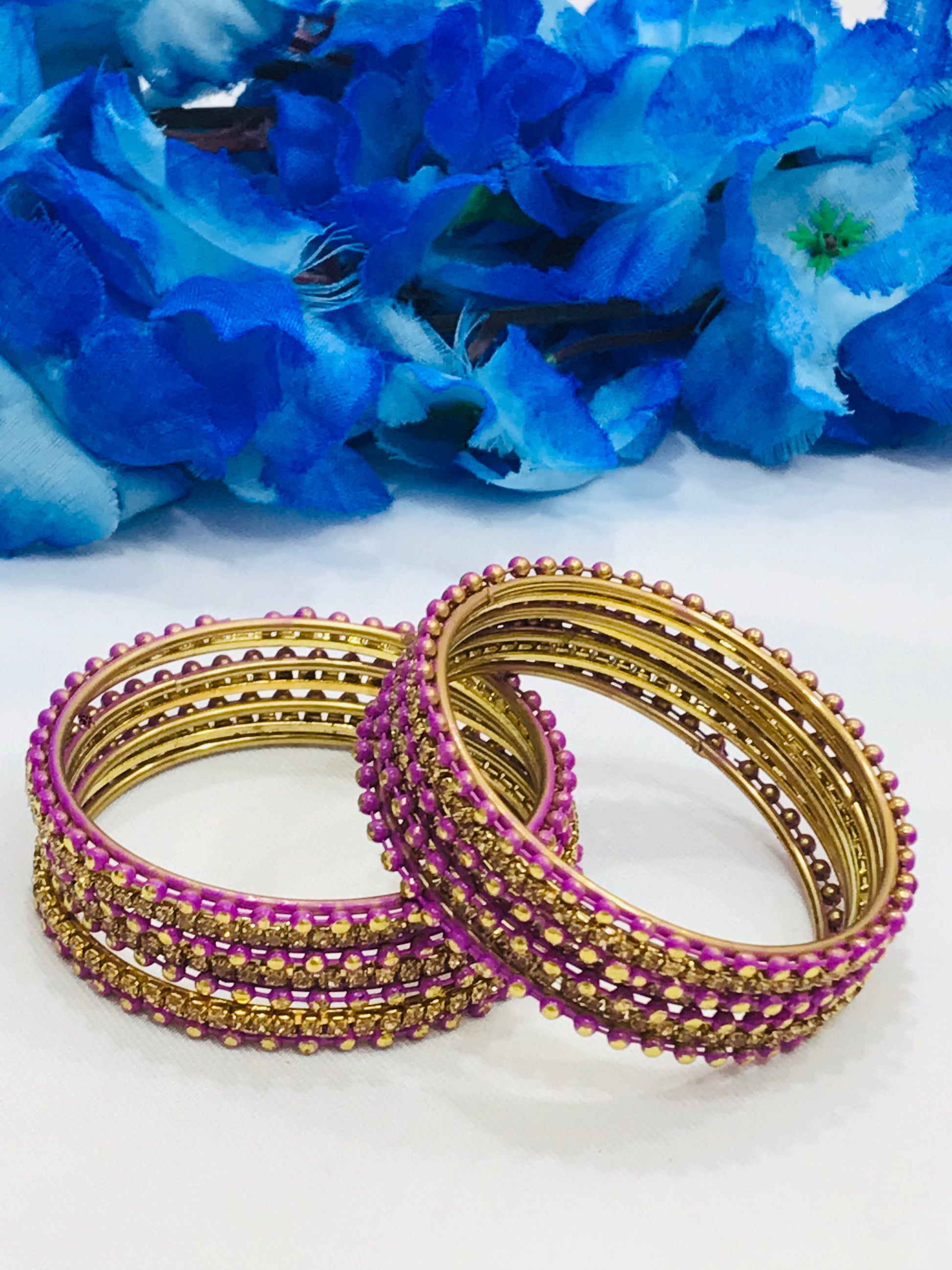 Alluring Purple Color Metal Bangles Set In Tempe