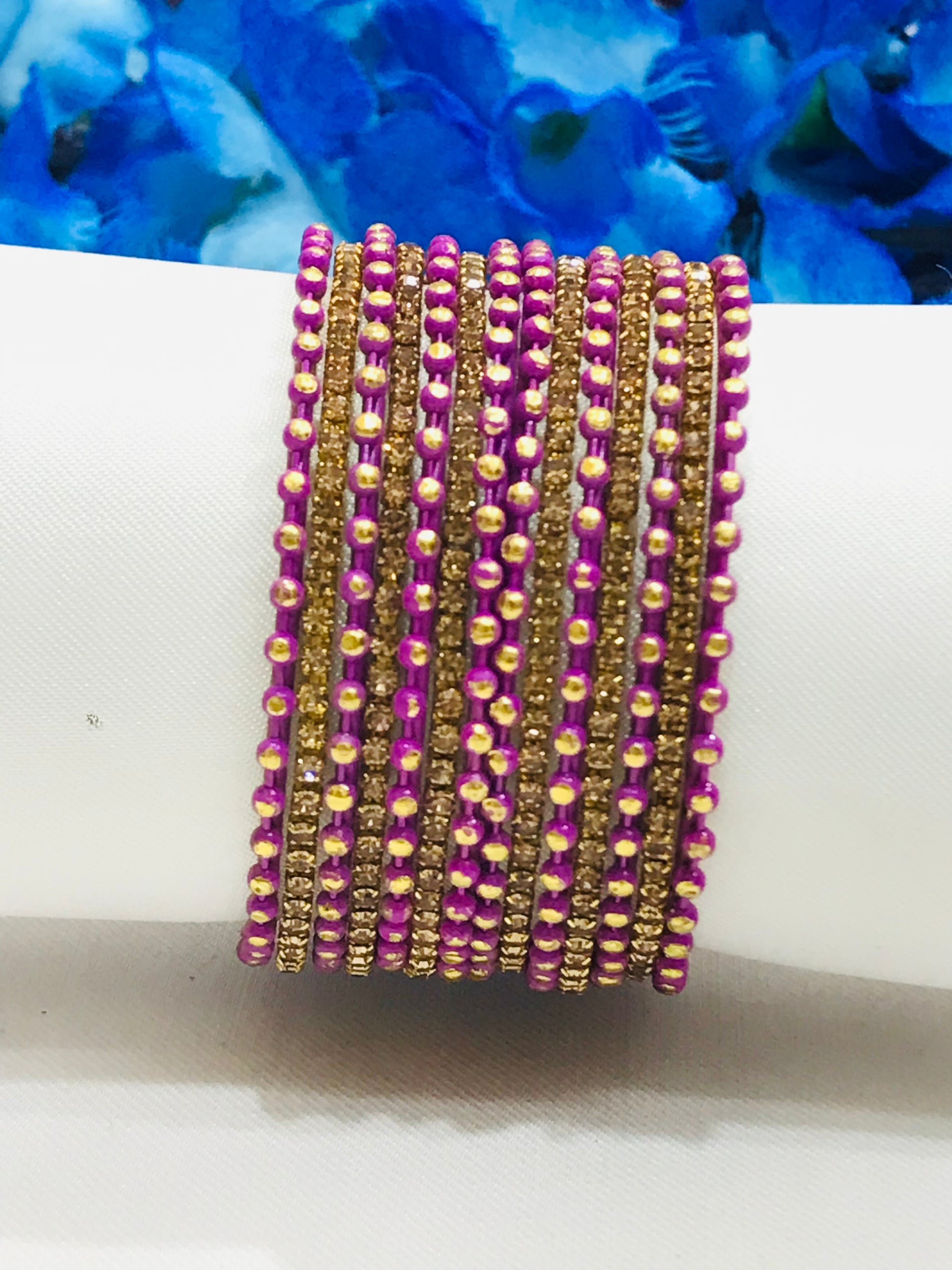 Alluring Purple Color Metal Bangles Set With Dot Designed Near Me