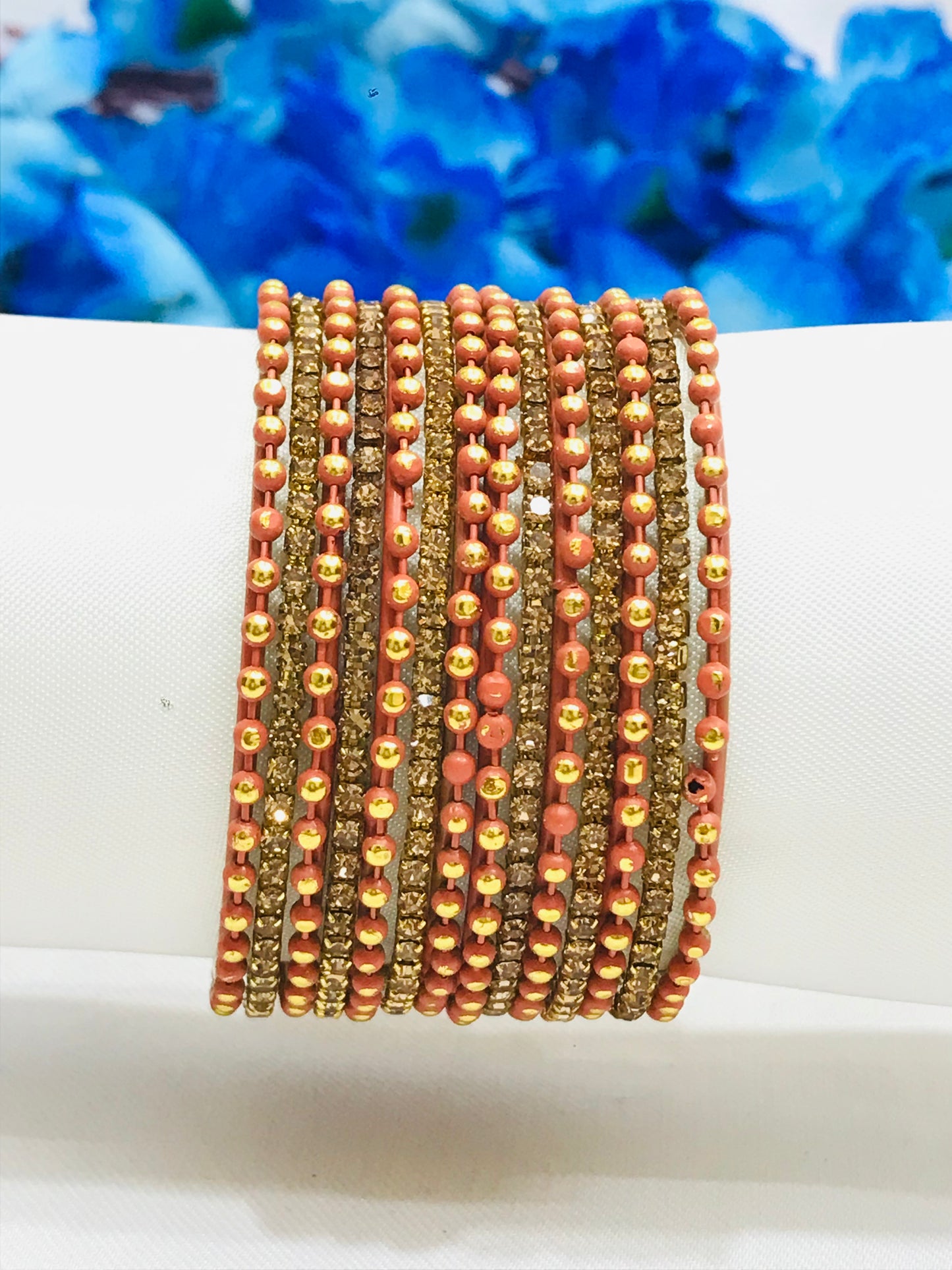 Attractive Orange Color Designer Metal Bangles Set For Girls Near Me