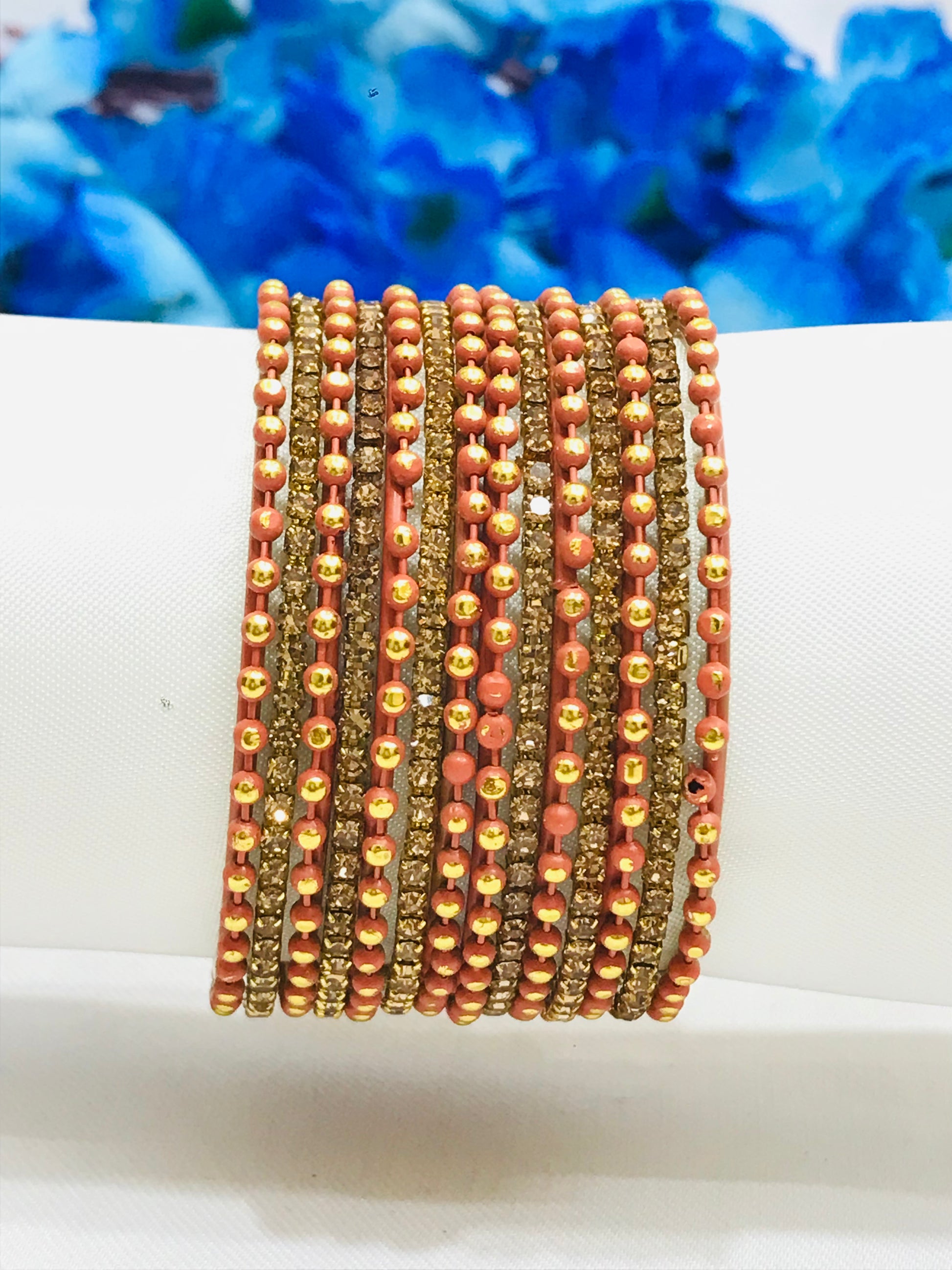 Attractive Orange Color Designer Metal Bangles Set For Girls Near Me