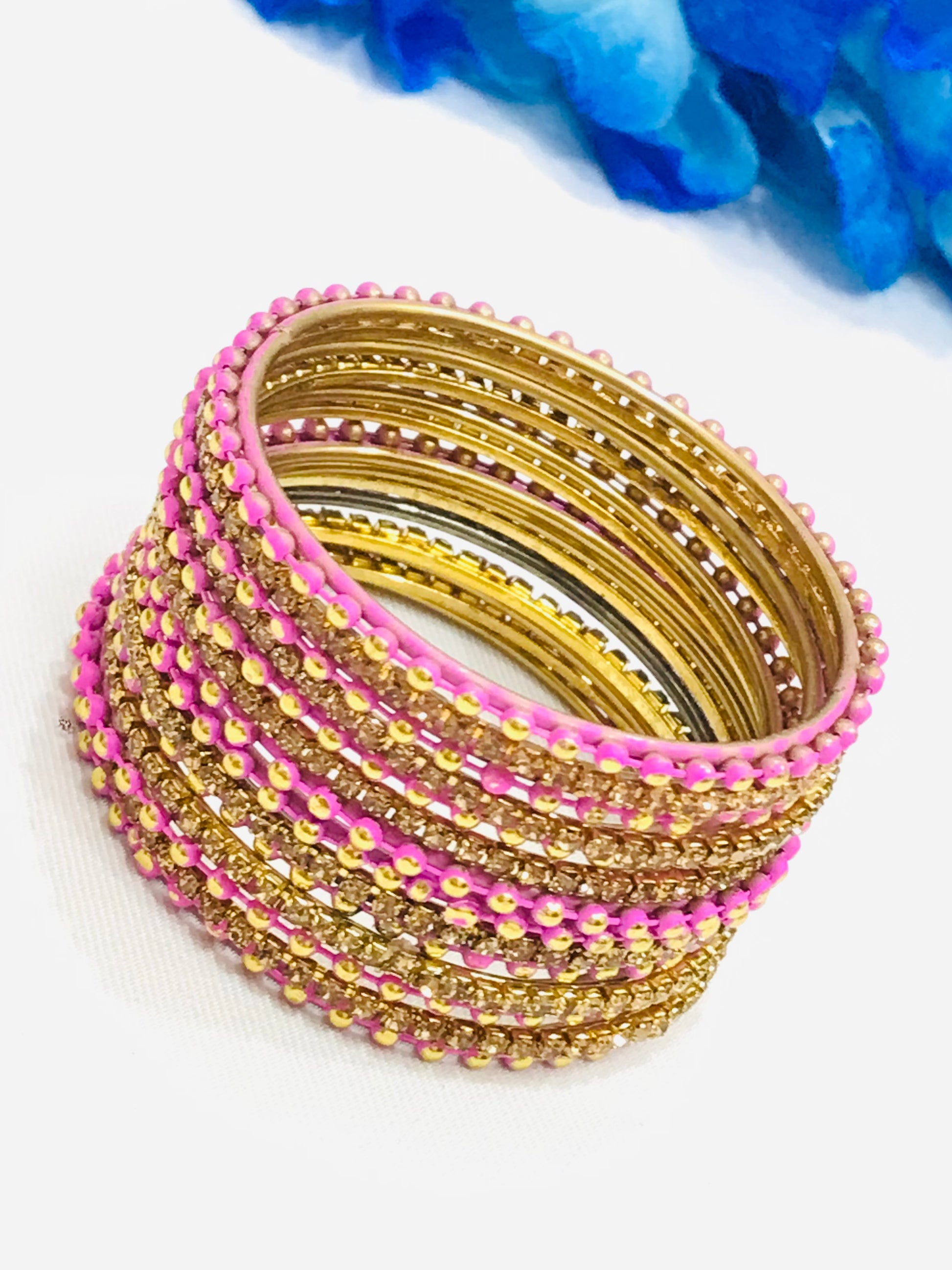 Dazzling Pink Color Metal Bangles In USA