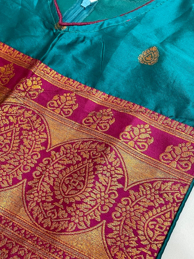 Green Color With Zari Work Choli Set For Girls In Tempe