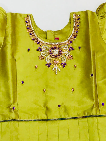 Green Colored Silk Embroidery Work In Gilbert