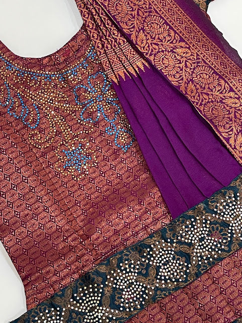 Dark Purple Color Art Silk Langa Sets With Belt In Chandler