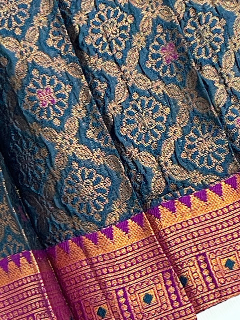 Purple And Green Color Art Silk Langa Sets With Belt In Yuma
