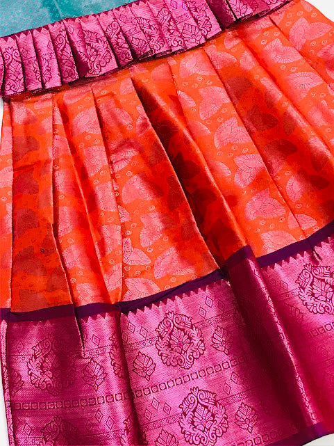 Kids Embroidery Silk Langa Sets In Yuma