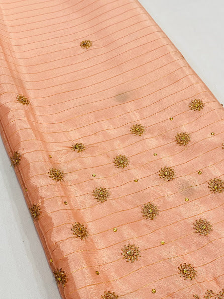 Appealing Pink Color Georgette Designer Saree With Exquisite Embroidery Work In Sedona