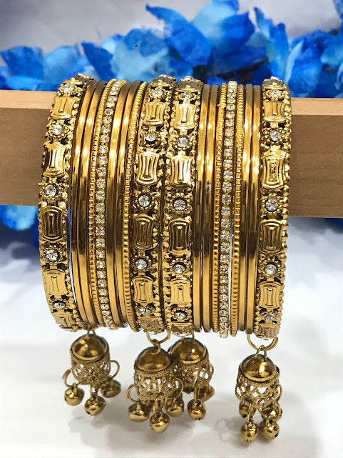Jhumka With Beads Design Metal Bangles In Mesa