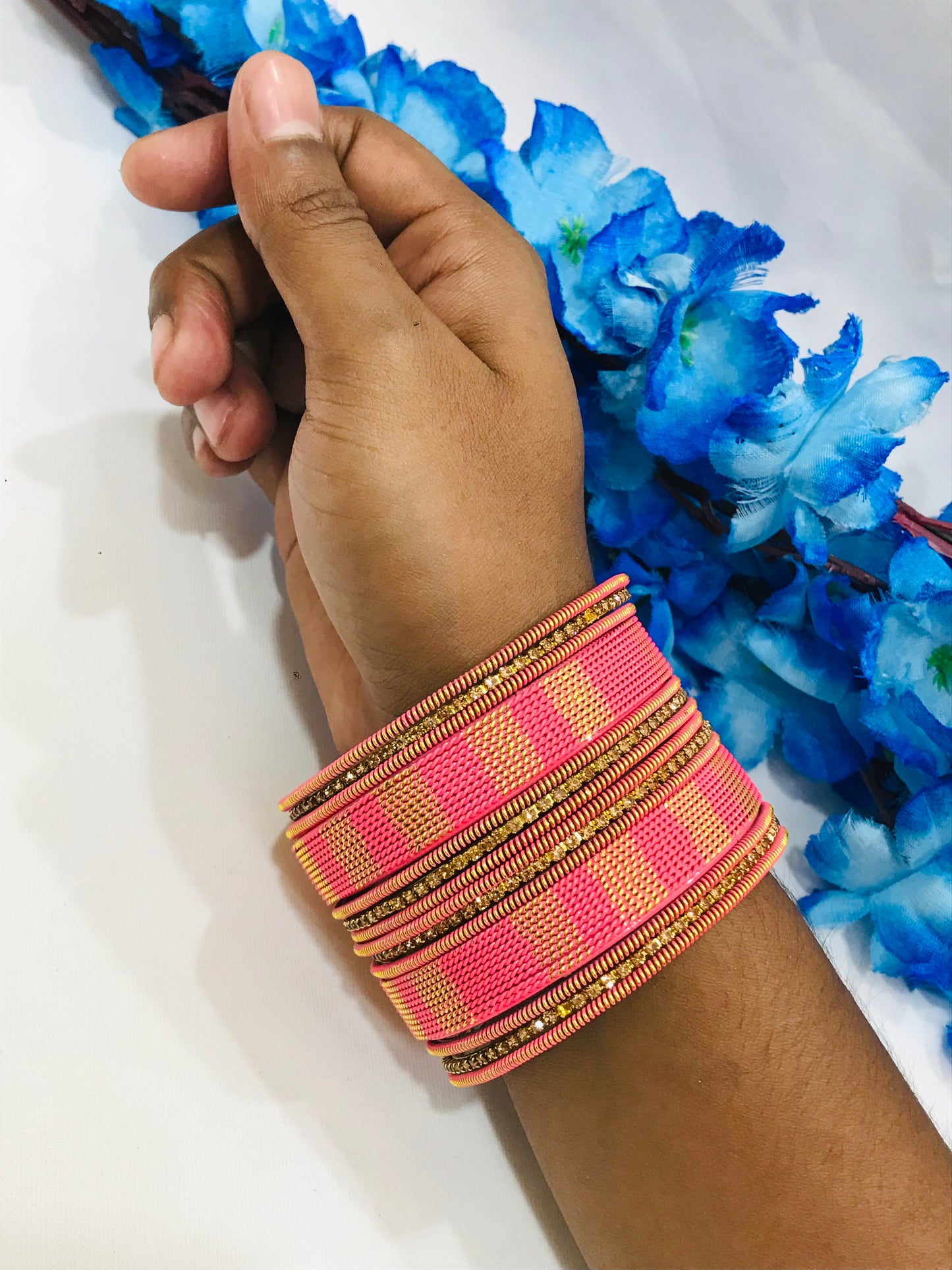 Stunning Pink Color Twisted Spiral Designer Metal Bangles In Suncity
