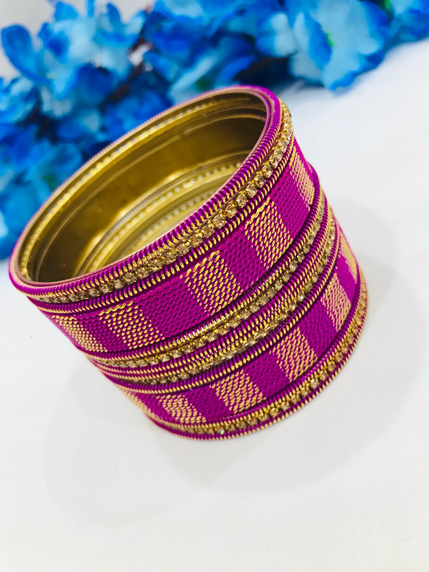 Purple Color Metal Bangles Set In Yuma