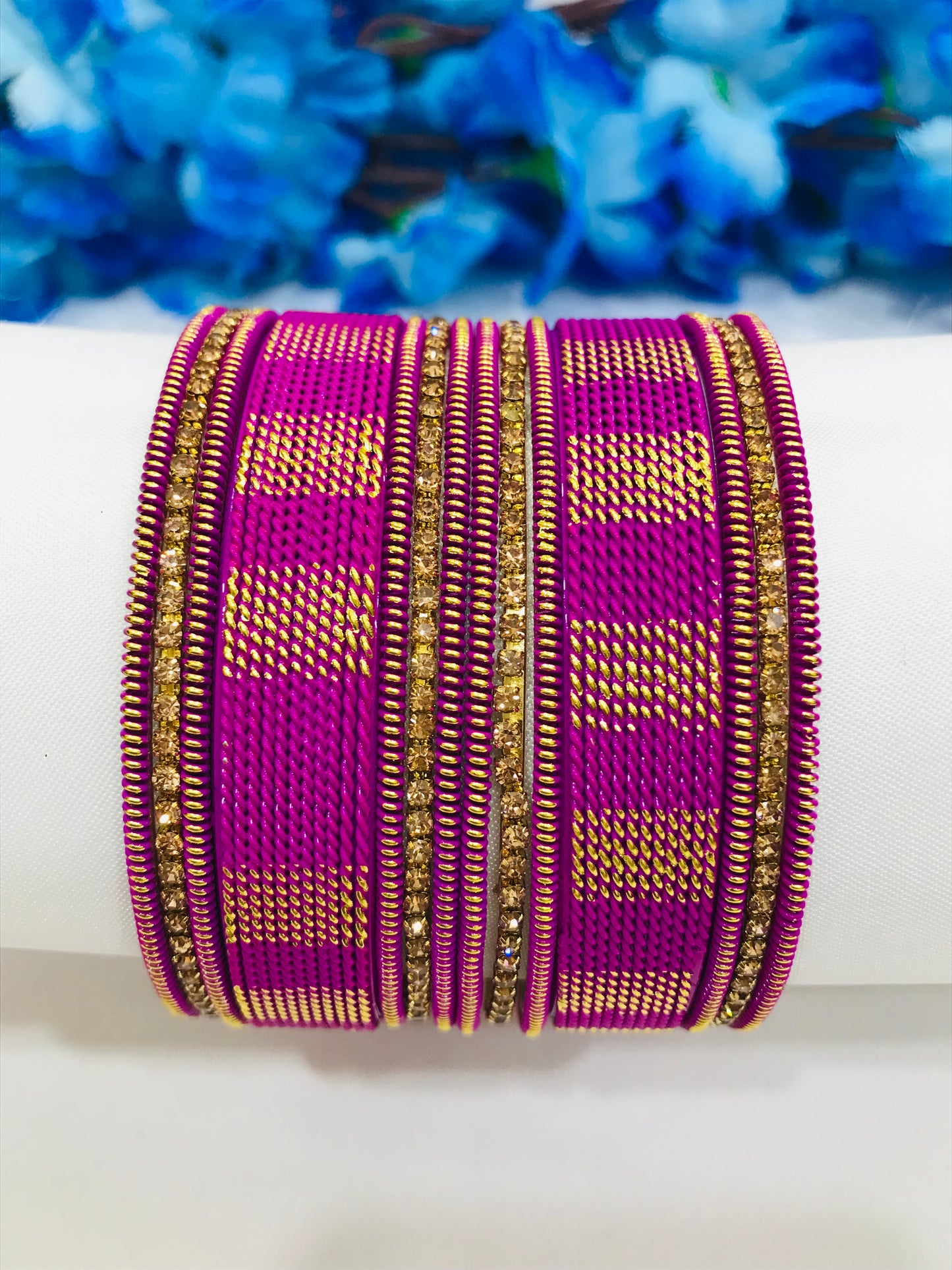 Appealing Twisted Spiral Design Purple Color Metal Bangles Set For Women Near Me