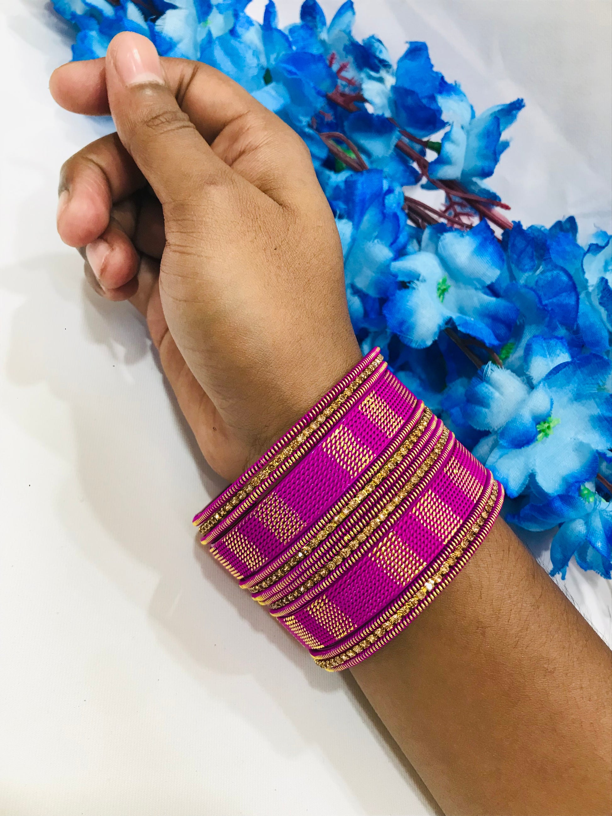 Appealing Twisted Spiral Design Purple Color Metal Bangles Set In USA