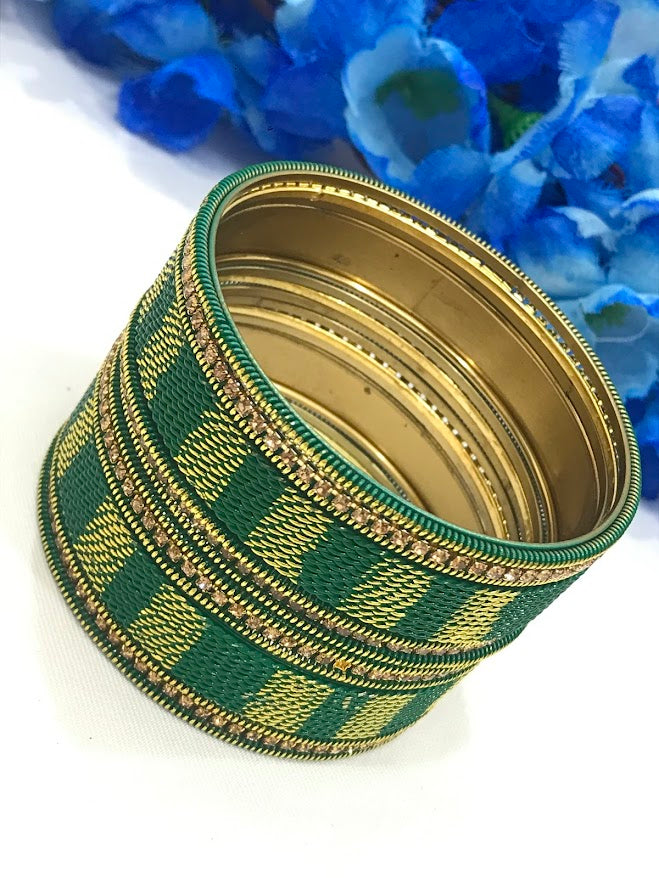 Attractive Dark Green Colored Metal Bangles In UISA