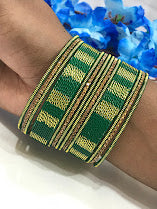 Appealing Dark Green Colored Metal Bangles With Stones In Seligman