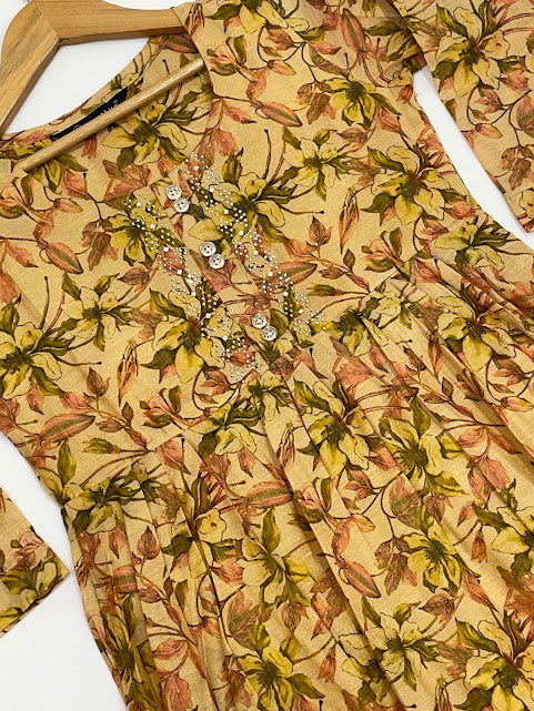 Pleasing Multi Color Tissue Silk With Self Design Kurti For Women